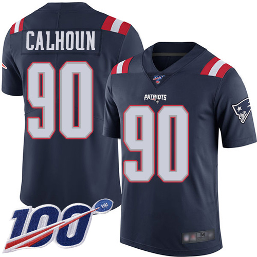 New England Patriots Football 90 100th Season Limited Navy Blue Men Shilique Calhoun NFL Jersey